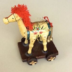 Horse drum Christmas tree ornament vintage nostalgia wooden tree hanging decor